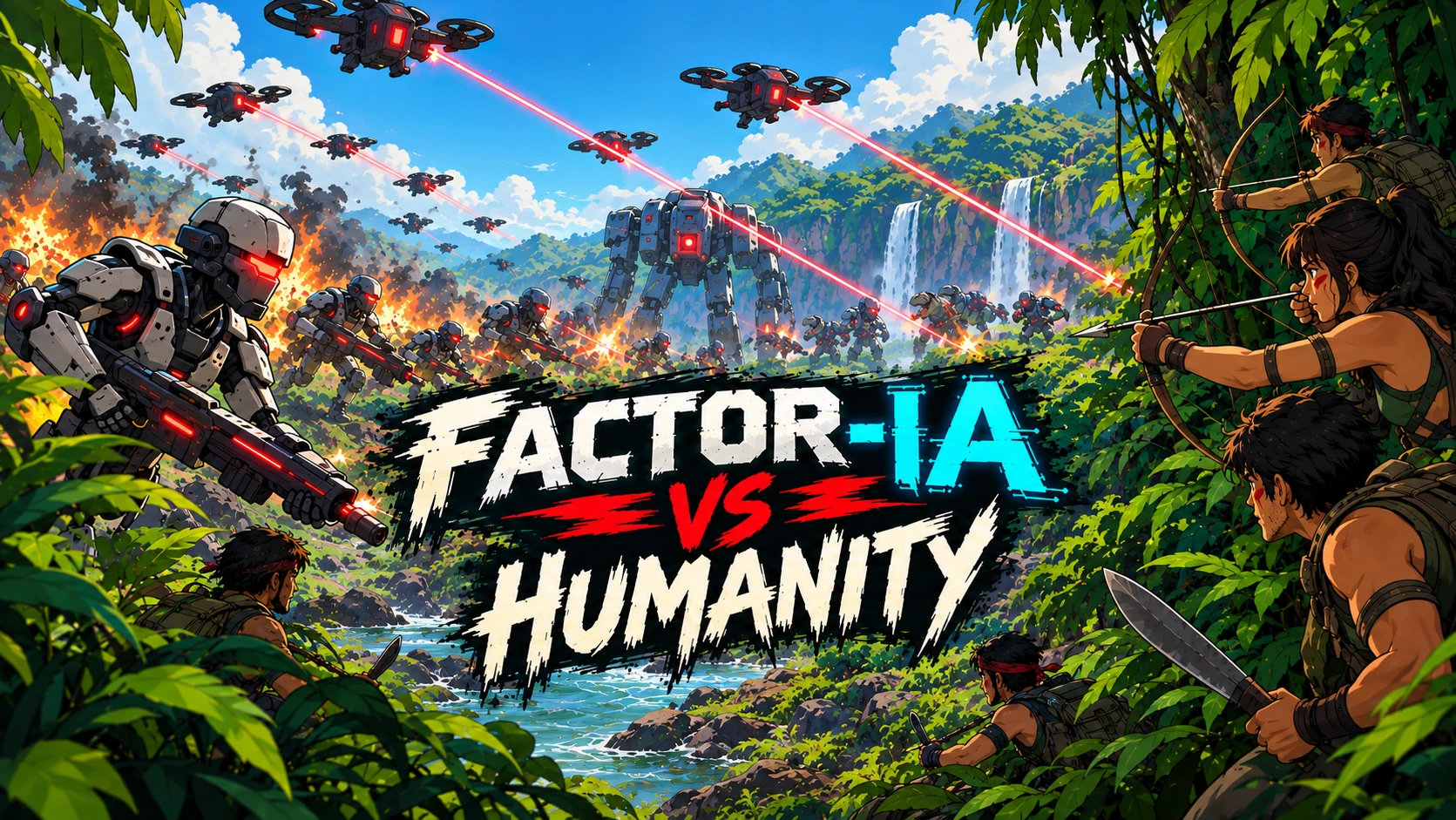 Factor-IA vs Humanity: humanos contra androides en la selva